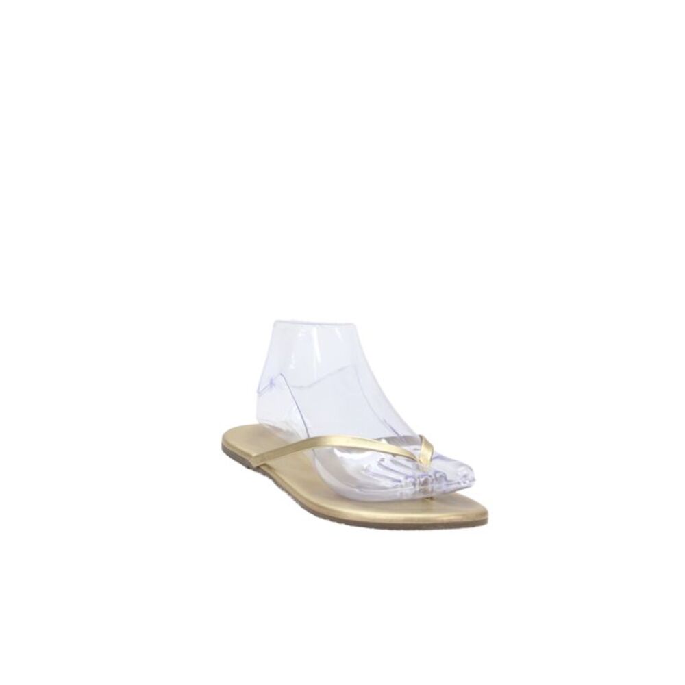TKEES Women's T-Straps Flat Flip Flop Metallic Gold Size 5